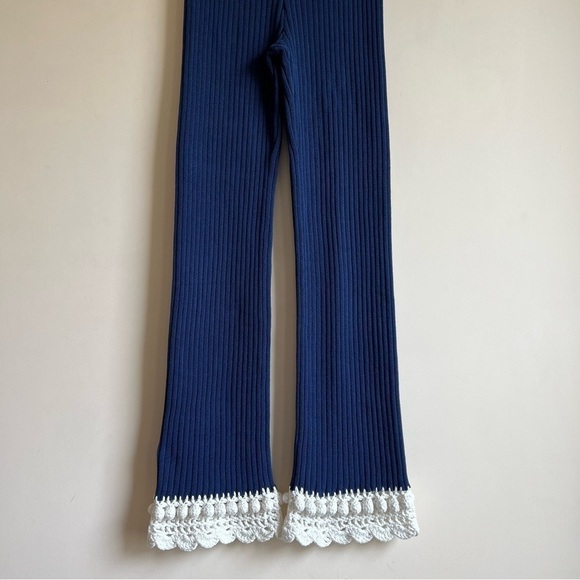 Staud Knit Pants with Crochet Trim in Navy - Picture 13 of 15